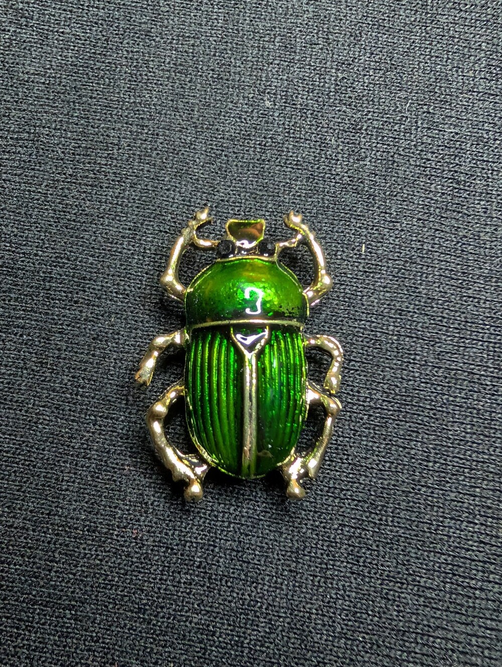 Green Scarab Beetle Enamel Pin - Decorative Reptile Accessory